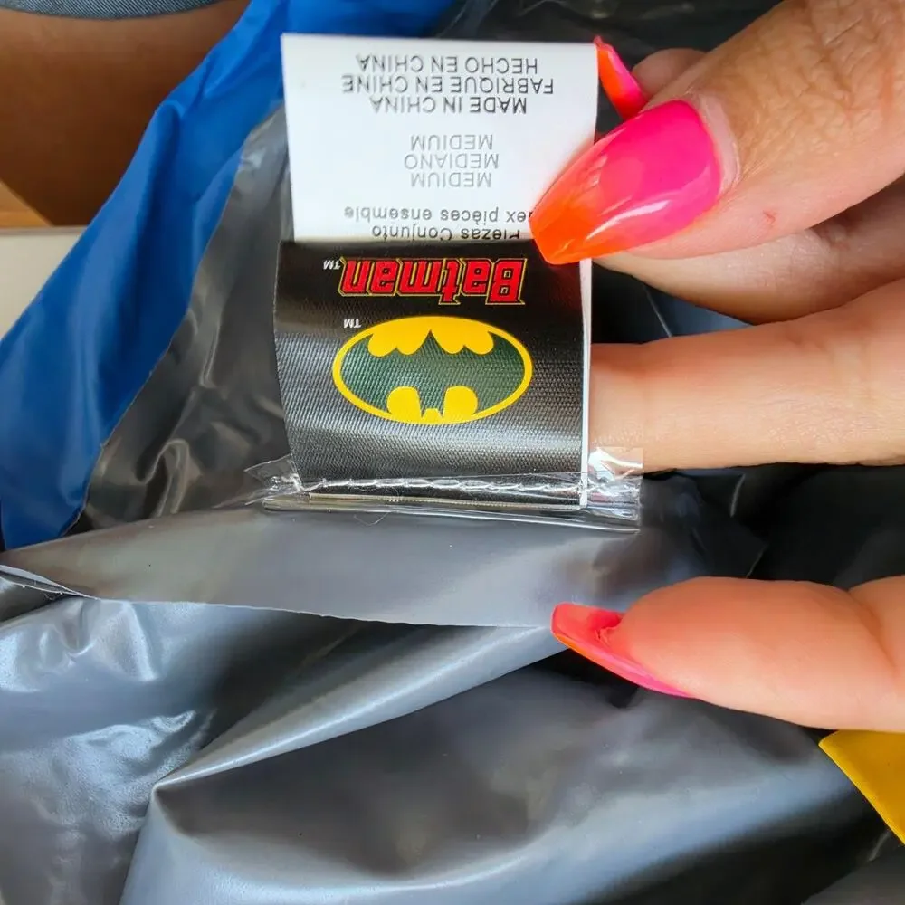 Batman Rain Poncho Kids Medium Gray Vinyl Hooded Snap Waterproof Logo Belt